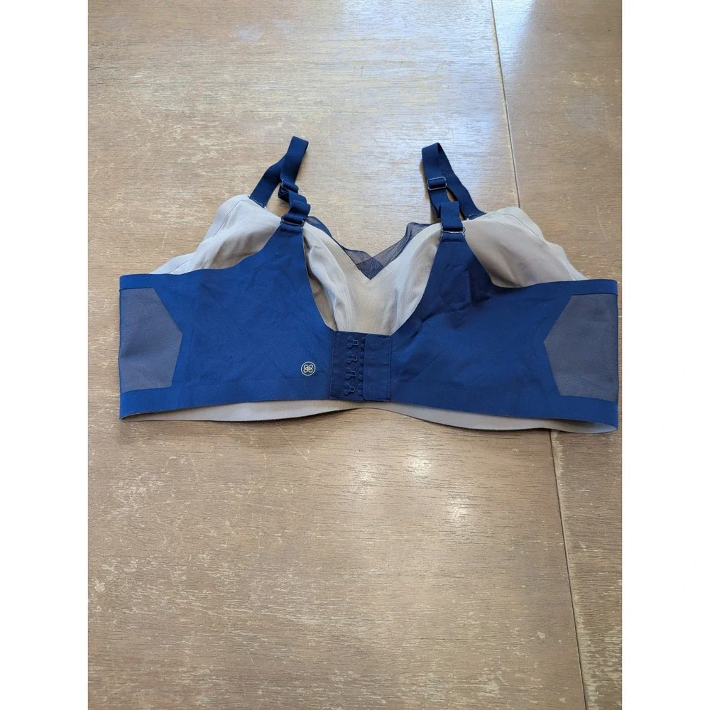 Honeylove Silhouette Bra Navy Blue Wireless Mesh Panels Plus Size‎ 3X casual